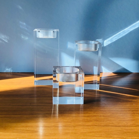 Set of 3 Lucite Tea Lights - Picture 1 of 5